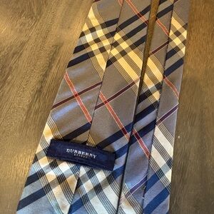 Burberry Plaid Tie - Navy, Beige, and Red